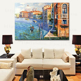 纯手绘油画地中海浪漫地中海欧式风景客厅沙发背景墙挂画装饰壁画
