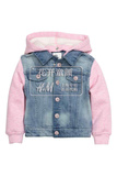 HM H&M上海专柜正品童装代购女童女孩宝宝连帽牛仔外套夹克16新款