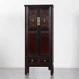 中式复古衣柜 仿古实木雕花卧室储物2门立柜装饰门厅柜古典家具