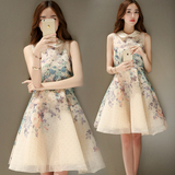 2016套装裙新款春季长袖连衣裙印花两件套淑女韩版女装小香风短裙