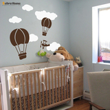 斑马之家白云气球飞机墙贴儿童房卧室壁纸自粘欧式可移除防水墙纸