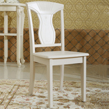 致橡树木业 现代时尚简约欧式象牙白色实木餐椅子休闲高档家用