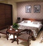 乌金木色双人床 简约现代中式香皮楠木实木床1.5米 1.8米