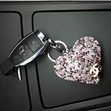爱心汽车钥匙扣钥匙链镶贴水钻水晶女士韩国高档适用于奔驰宝马潮