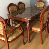欧式餐桌椅组合美式简约实木雕花小户型长方形餐桌饭桌一桌四椅