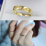 韩国代购正品14K纯金戒指 黄金指环 光面情侣戒指 送礼物 男女