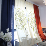 晨光里的树美式地中海乡村简约韩式客厅卧室亚麻棉麻窗帘布料定制