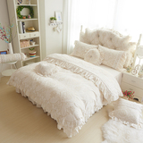 韩式床上四件套床裙式公主风法莱绒珊瑚绒法兰绒冬季保暖床上用品