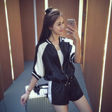 2016夏季新款韩版时尚套装女蝙蝠袖运动上衣宽松休闲短裤两件套