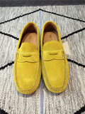 【范生代购】Prada/普拉达 男士平底鞋 黄色麂皮乐福鞋休闲鞋现货