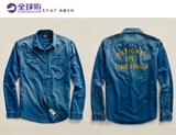 【美国代购】Ralph Lauren RRL  indigo蓝染做旧刺绣工装衬衫