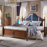美式床乡村全实木床1.8米真皮床卧室家具双人床宜家婚床 欧式大床