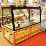 高档面包柜边柜实木生态板中岛柜边柜蛋糕展示柜玻璃柜台铁艺食品