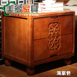 橡木实木床头柜现代简约中式雕花储物边柜整装白色经济型特价包邮