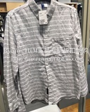 H&M HM男装专柜正品折扣代购 7月 米灰条纹棉质长袖衬衫