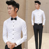 2016春季韩版休闲男士修身长袖衬衫新郎伴郎团衬衫结婚礼服衬衣潮