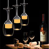 明轩 餐厅灯三头创意单头餐吊灯水晶艺术酒杯LED现代简约吧台