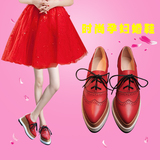 防水台婚鞋红色高跟鞋孕妇结婚鞋子红色新娘鞋夏韩版粗跟婚纱鞋子