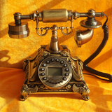 欧式仿古电话机复古摆件 海洋之心仿青古铜来电显示客厅座机 包邮