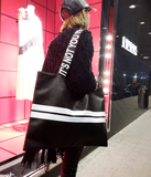 MAOMI时尚潮流新款大包包条纹女士单肩包大字母购物袋shoppingbag