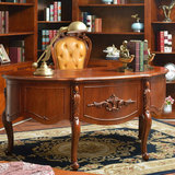 榆木美式弧形书桌欧式古典雕花书桌别墅榆木雕刻家具L8204SZ