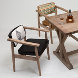 特价包邮实木复古做旧靠背椅欧式扶手咖啡厅餐厅餐椅书房休闲椅子
