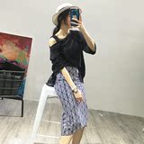2016夏季新款气质韩版A字裙格子高腰复古风雪纺格纹中长款半身裙