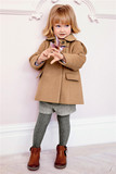 英国NEXT正品16秋款女童驼色/粉色短款大气欧美风格呢子大衣