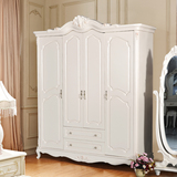 2.2米宽法式象牙白烤漆欧式四门衣柜实木卧室家具衣橱可定制五包