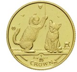 【海宁潮】马恩岛2001年世界名猫系列苏格兰折猫1/25盎司纪念金币