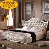 欧式真皮床太子床简欧奢华实木雕花双人床主卧床1.8米公主床婚床