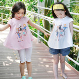 女童夏装2016新款套装韩国版儿童纯棉休闲上衣中大童短袖宽松T恤