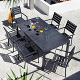 铁艺宜家室外桌椅组合创意家具 实木庭院休闲户外露天餐桌椅7套件