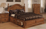 美式乡村全实木双人床卧室1.8米多功能储物床高端深色欧式床婚床