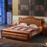 欧式全实木床橡木家具床 现代简约1.8米储物高箱床单人双人松木床