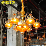 漫咖啡金色铁艺吊灯酒吧西餐厅个性吊灯饰美式乡村创意灯具