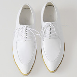男士白色皮鞋真皮尖头发型师皮鞋韩版潮流时尚单鞋英伦商务潮男鞋