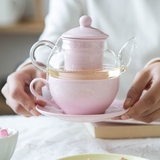 家装狂欢节 彩泥系列糖果色一人食花茶壶4件套 耐热玻璃茶壶套装