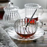 摩登主妇创意耐热玻璃杯果汁杯喝水杯内条纹咖啡杯透明玻璃咖啡杯
