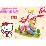 Hello Kitty摩天轮发条音乐盒 乐高式拼插拼装积木 女孩儿童玩具