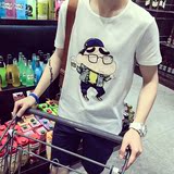 夏季蜡笔小新卡通短袖T恤男士加肥加大码半袖打底衫青少年韩版潮