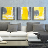 黄与灰 现代抽象色彩客厅装饰画卧室书房餐厅有框画玄关挂画