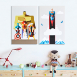复仇者联盟2 超人系列卡通英雄画儿童房装饰画无框画动漫客厅挂画