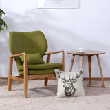 北欧实木单人沙发客厅卧室酒店小户型简约现代橡木休闲布艺扶手椅