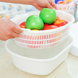 日本进口 沥水篮 厨房洗菜盆 塑料水果清洗收纳篮 双层沥水篮套装