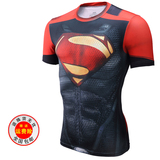 包邮超人英雄美国队长紧身衣男运动塑身训练弹力短袖PRO速干衣T恤