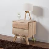 白橡木实木床头柜 现代简约全实木家具时尚卧室床头储物柜原木色