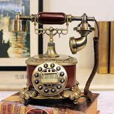 家居饰品样板房工艺品复古美式简欧实用电话机中式仿古木色电话机