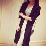 春夏七分袖18-24周岁黑色女装新款韩版气质中长款开衫外套空调衫
