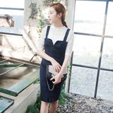 【现货】2016夏装新款韩国代购cherry可爱淑女气质纯色吊带连衣裙